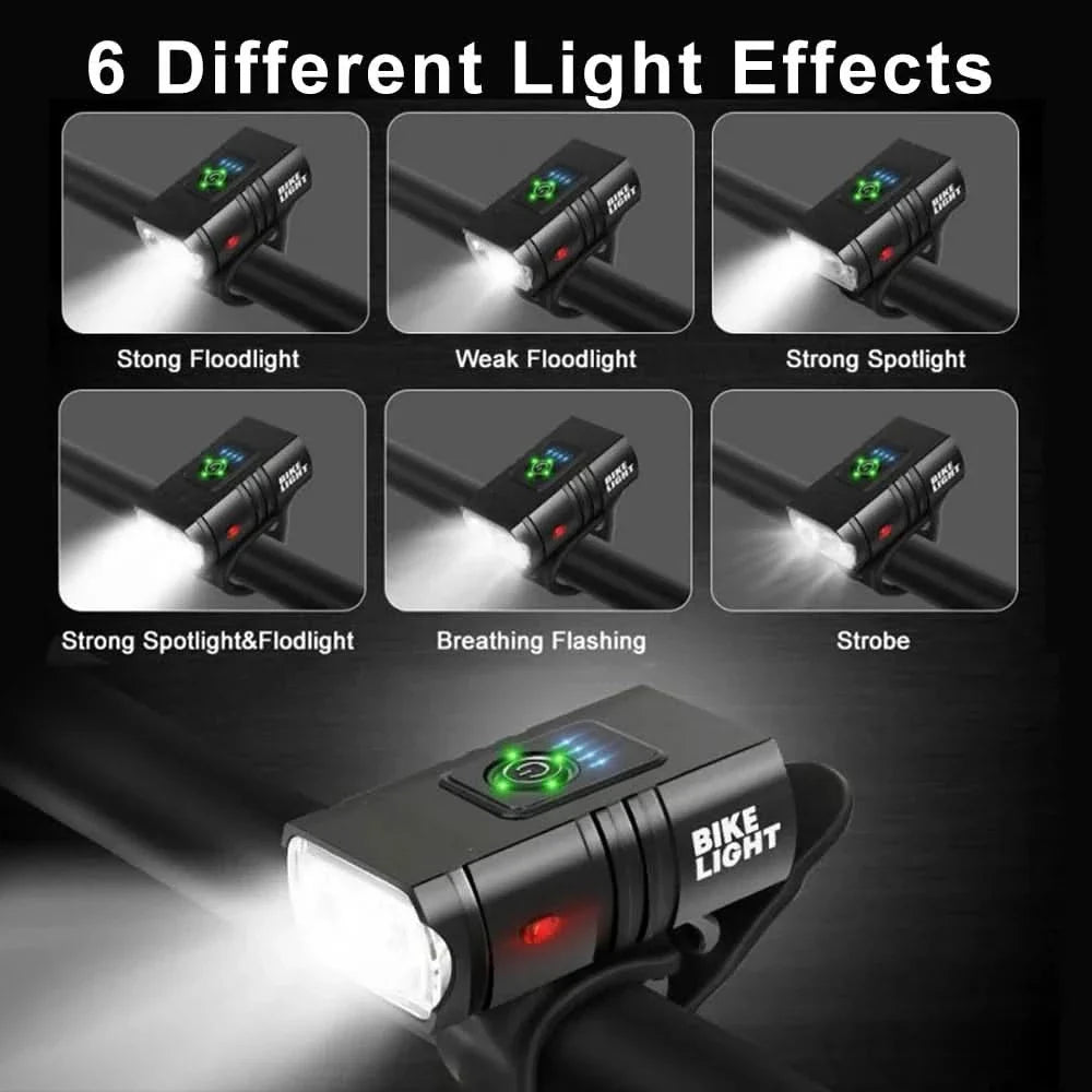 Norvo | LED sykkellykt med USB-lading og 6 lysmodus for nattsykling
