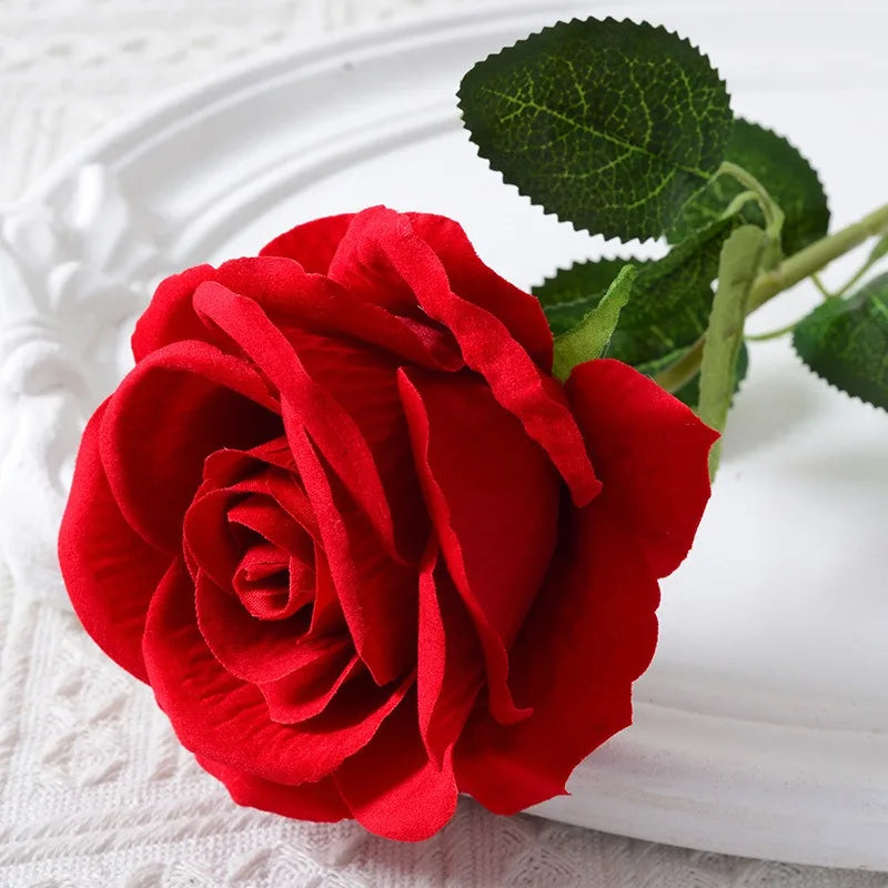 Norvo | 20 stykker Realistisk Fløyels Silke Rose Bukett