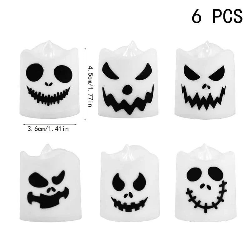 Norvo | Halloween LED Spøkelse & Gresskar Stearinlys – 6 Pakke