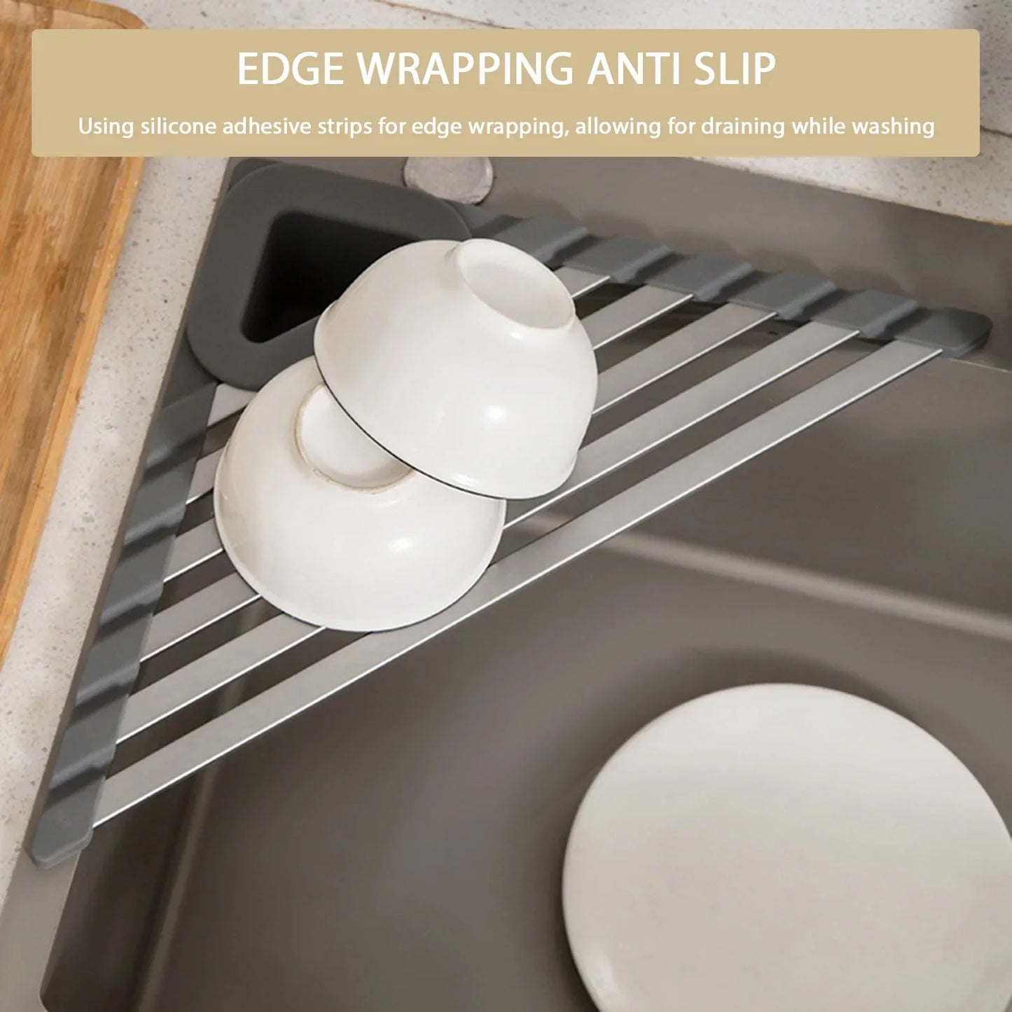 Norvo | Synk Montert Trekant Dreneringsstativ Kjøkken Oppbevaringshylle