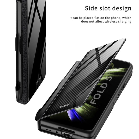 Norvo | Støtbestandig Rustningssak Glassdeksler Stativ Sett Inn Kort Lærsak for Samsung Galaxy Z Fold 5/4