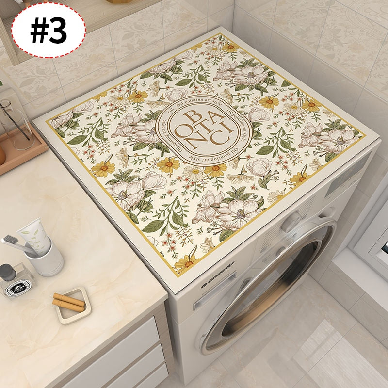 Norvo | Retro Floral Vaskemaskin Deksel Dreneringsmatte