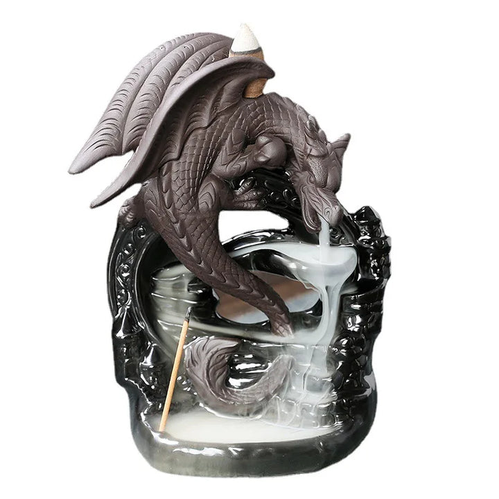 Norvo | Dracarys Keramisk Røkelsesholder | Backflow Design med Drage | Vintage Dekor | For Meditasjon & Aromaterapi