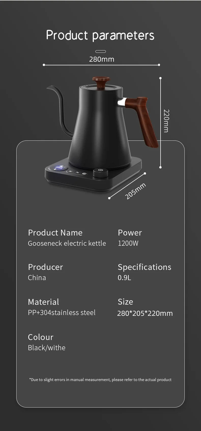 Norvo | 1200W Intelligent Elektrisk Vannkoker - Goose Neck Hånd Brygget Kaffe-kanne for Melkepulver & Presis Brygging