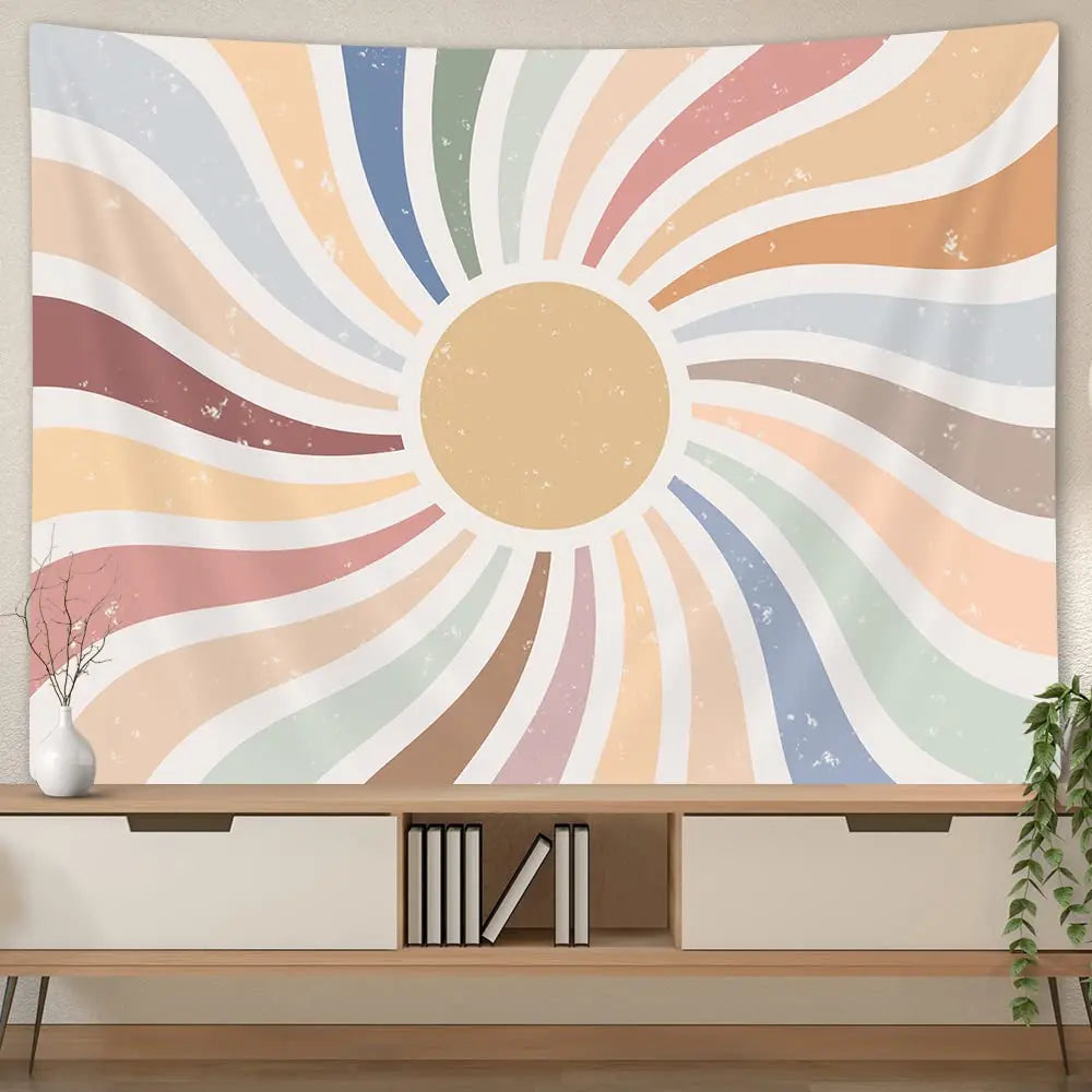 Retro solstråler pastell veggteppe