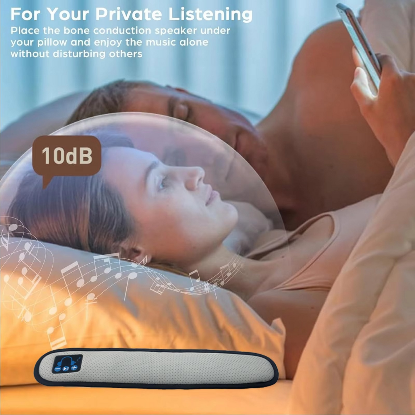 Norvo | Benledning Bluetooth 5.0 Trådløs Høyttaler, Bærbar Stereo Lydbar for Underpute Avslapning og Bedre Søvn