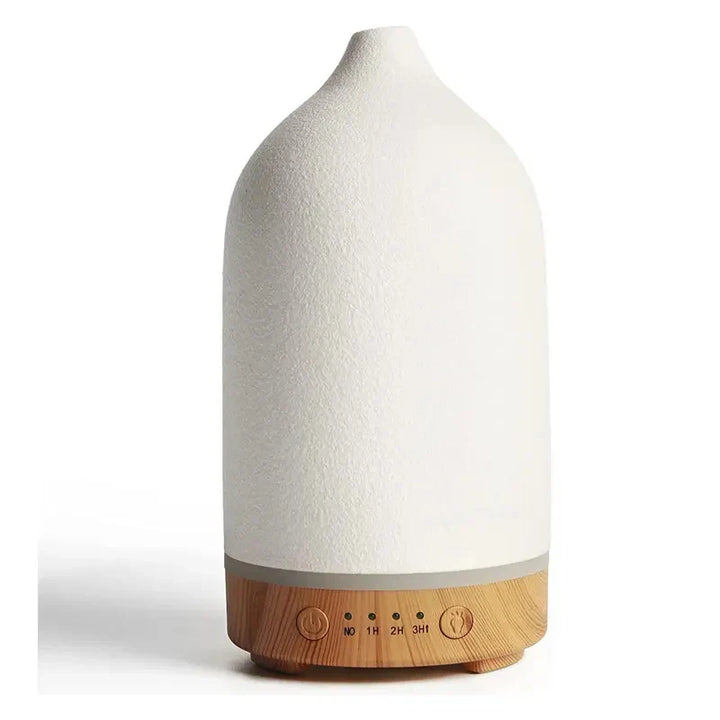 Norvo | Aromisca Keramisk Aroma Diffuser | 100 ml Ultralyd Luftfukter | 7 LED Farger & Timer | Håndlaget Design | EU Støpsel