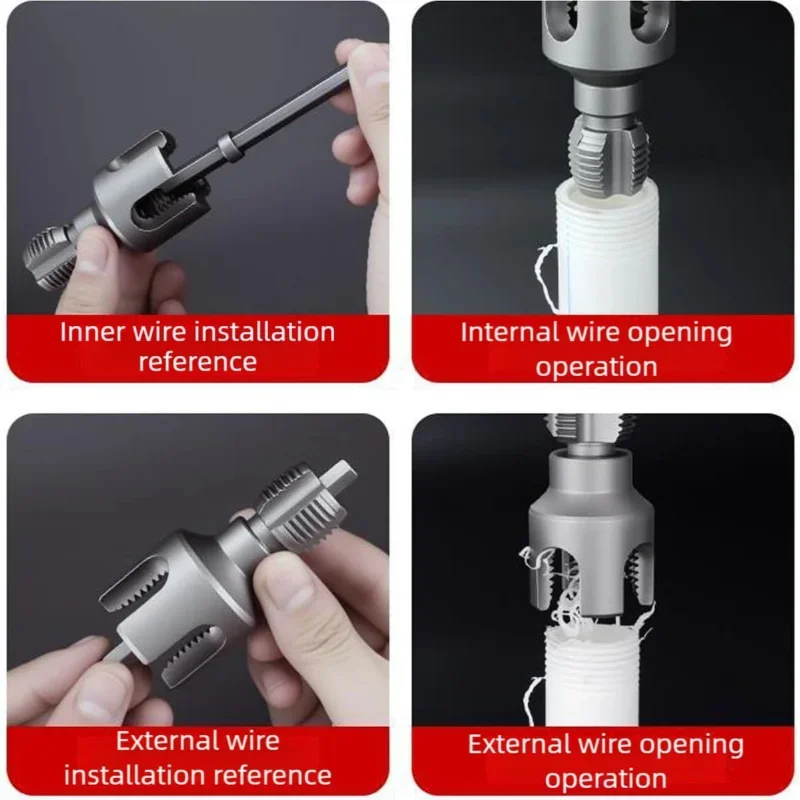 Norvo | Pipe Thread Reamer & Edge Cutter Drill Attachment Tool
