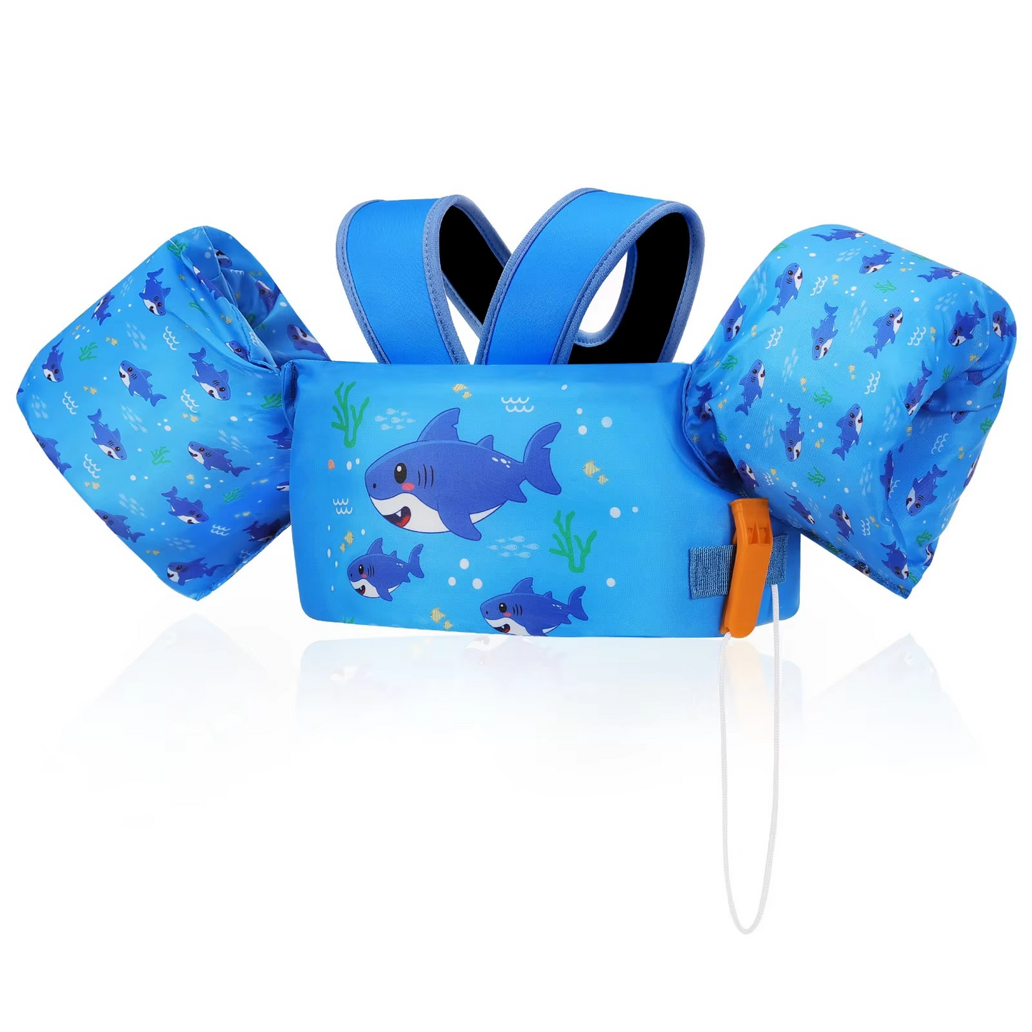 Norvo | Barns skum redningsvest med armflåter og sikkerhetsfløyte for svømming og kajakkpadling