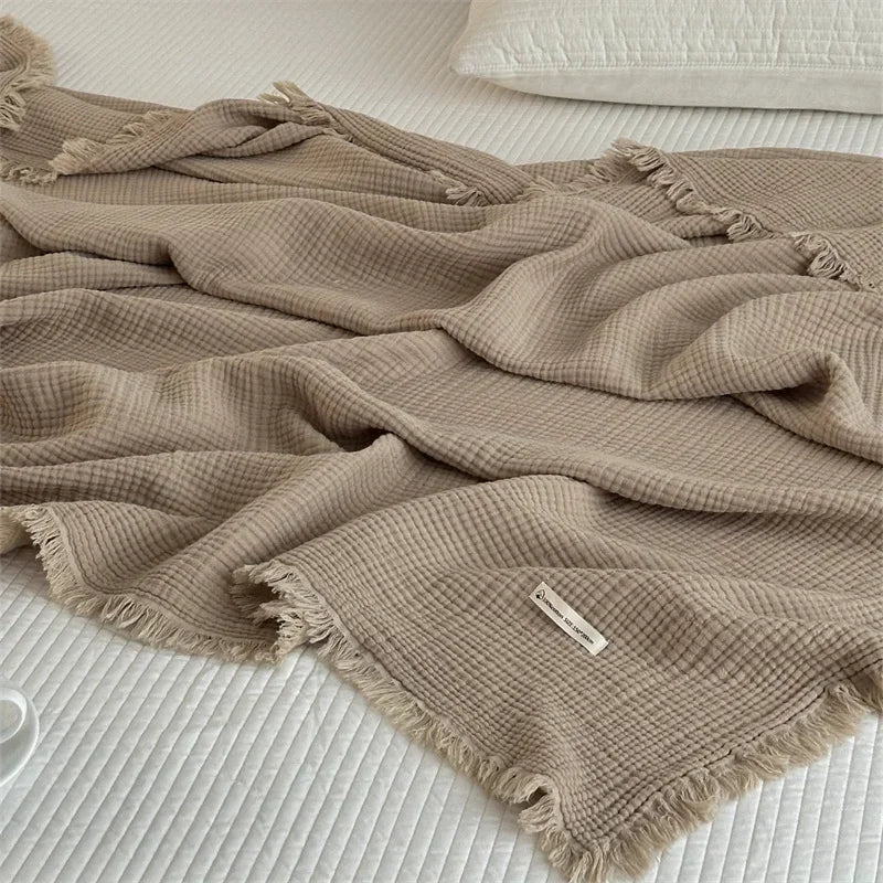 Norvo | Ensfarget bomull sofa teppe