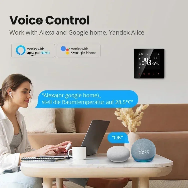 Tuya Smart Termostat Kontroll for Vann & Elektrisk Gulvvarme - Wifi Styring via Google Alexa SmartThings Apper