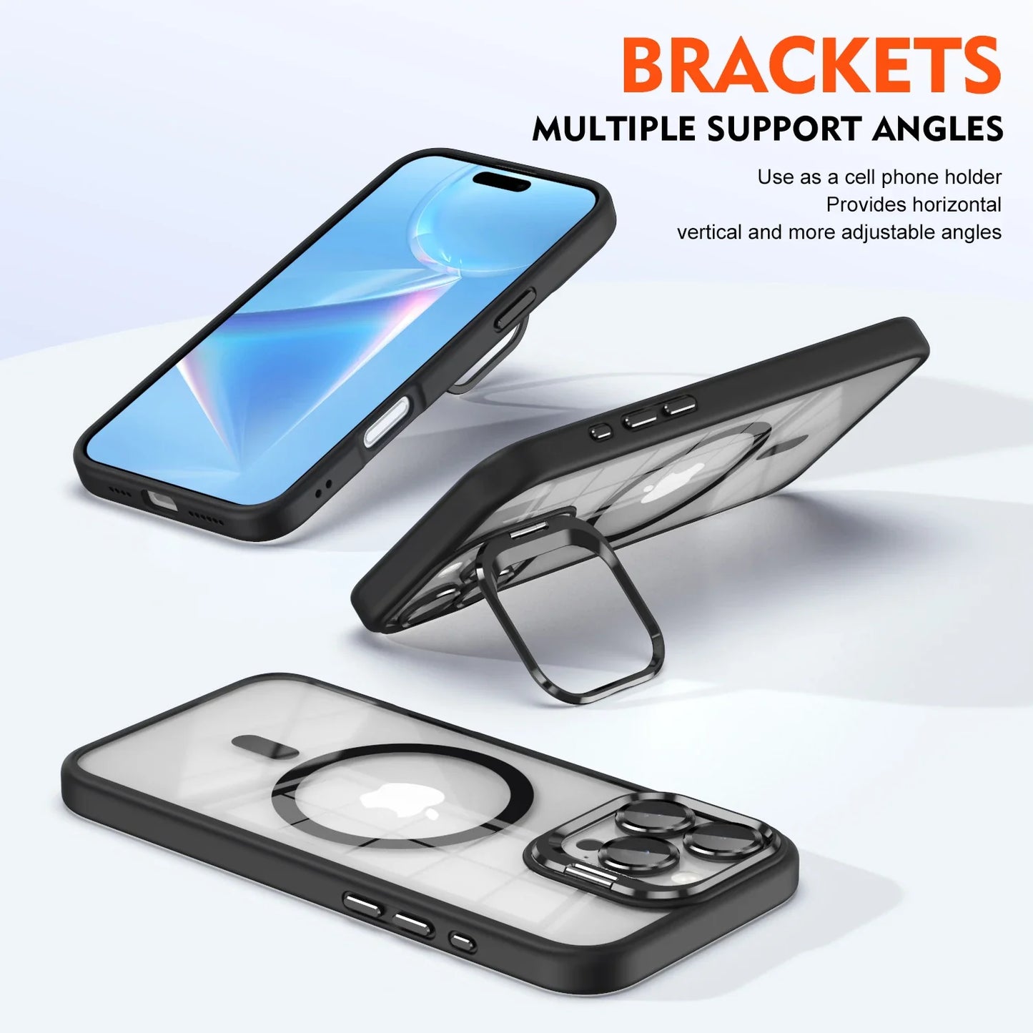 Norvo | Magnetisk Sjokkbestandig Magsafe Mobildeksel Stativ Glass Linsebeskytter Deksel