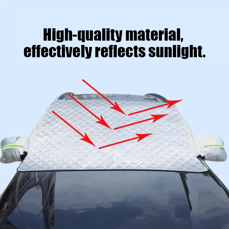 Norvo | FrostGuard Ultra | Ekstra Stor Bilvindusbeskyttelse | 3-vindusdesign | Beskyttelse Mot Snø, Is, Sol & Støv | Vindbestandig & Rask Installasjon