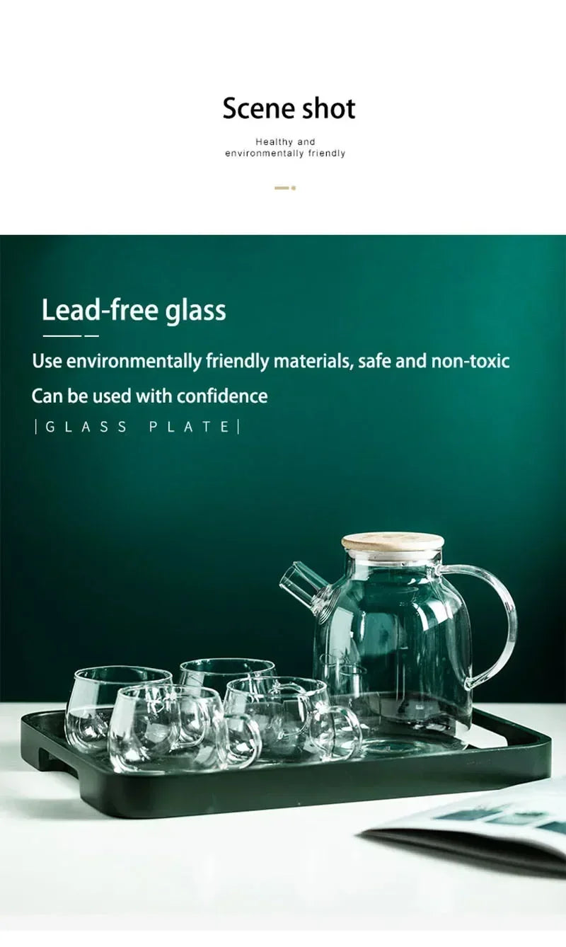 Norvo | 1.8L Gjennomsiktig Borosilikatglass Tekanne – Varmebestandig stor klar tekanne for Puer, Blomsterte, Kontor & Hjem