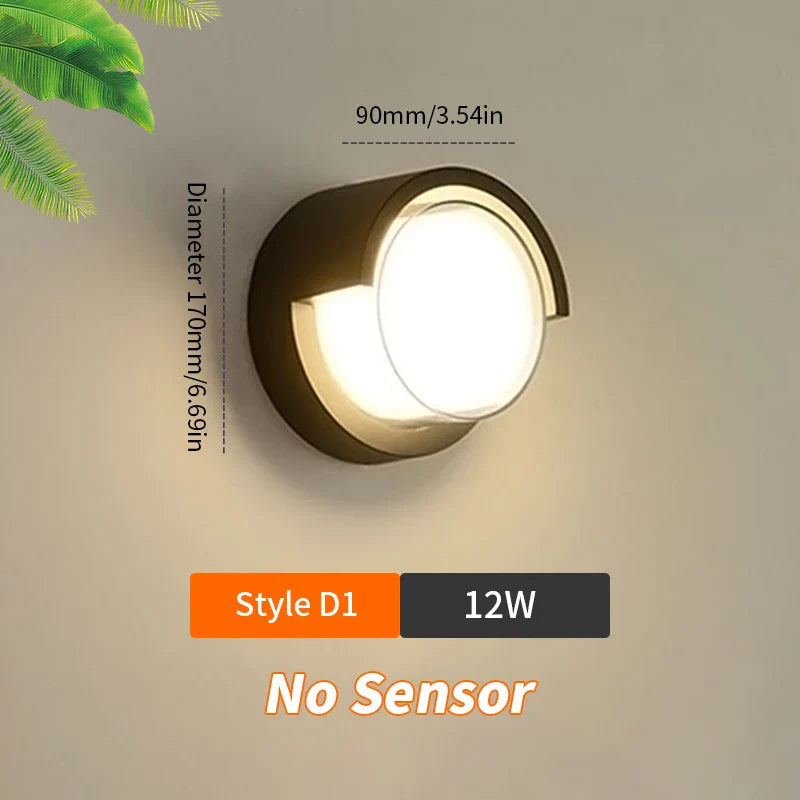 Norvo | LED Vegglampe LumoGuard | Med Radar Bevegelsessensor | 6W/12W | Varm & Kald Hvit | IP66 Vanntett
