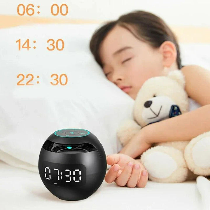 Norvo | Ball Høyttaler Vekkerklokke | Bluetooth 5.0 | LED Nattlys | 2200 mAh Batteri