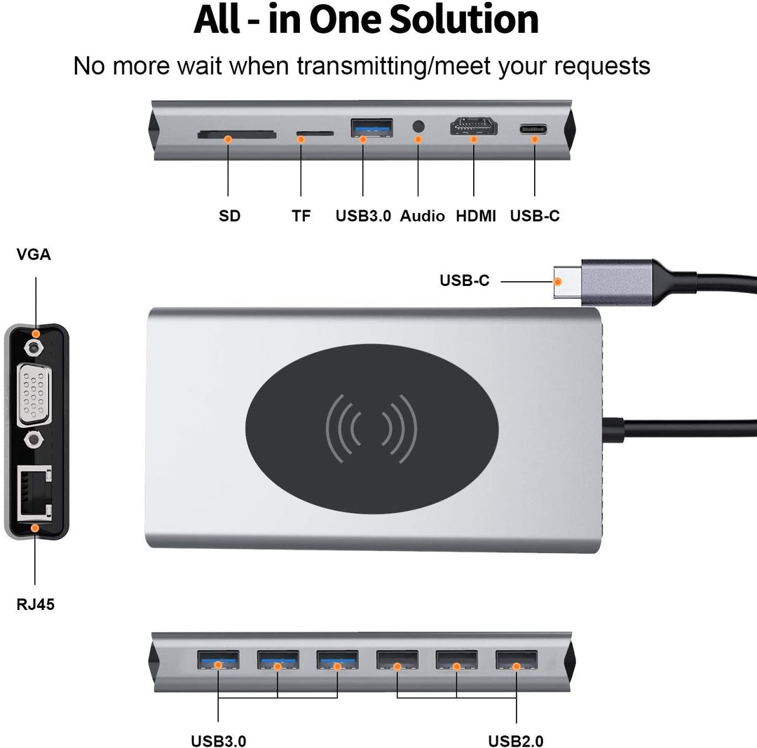 Norvo | 15i1 USB-C Trådløs Lading Docking Stasjon