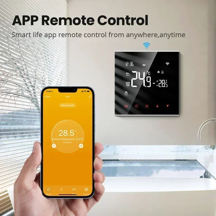 Tuya Smart Termostat Kontroll for Vann & Elektrisk Gulvvarme - Wifi Styring via Google Alexa SmartThings Apper