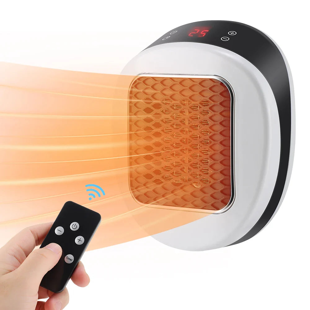 Norvo | ThermoLux Mini Veggvarmer 600W | Kompakt Elektrisk Varmer med Fjernkontroll | Vegguttak Varmer med Termostat & Timer | Rask Varme på 3 Sekunder