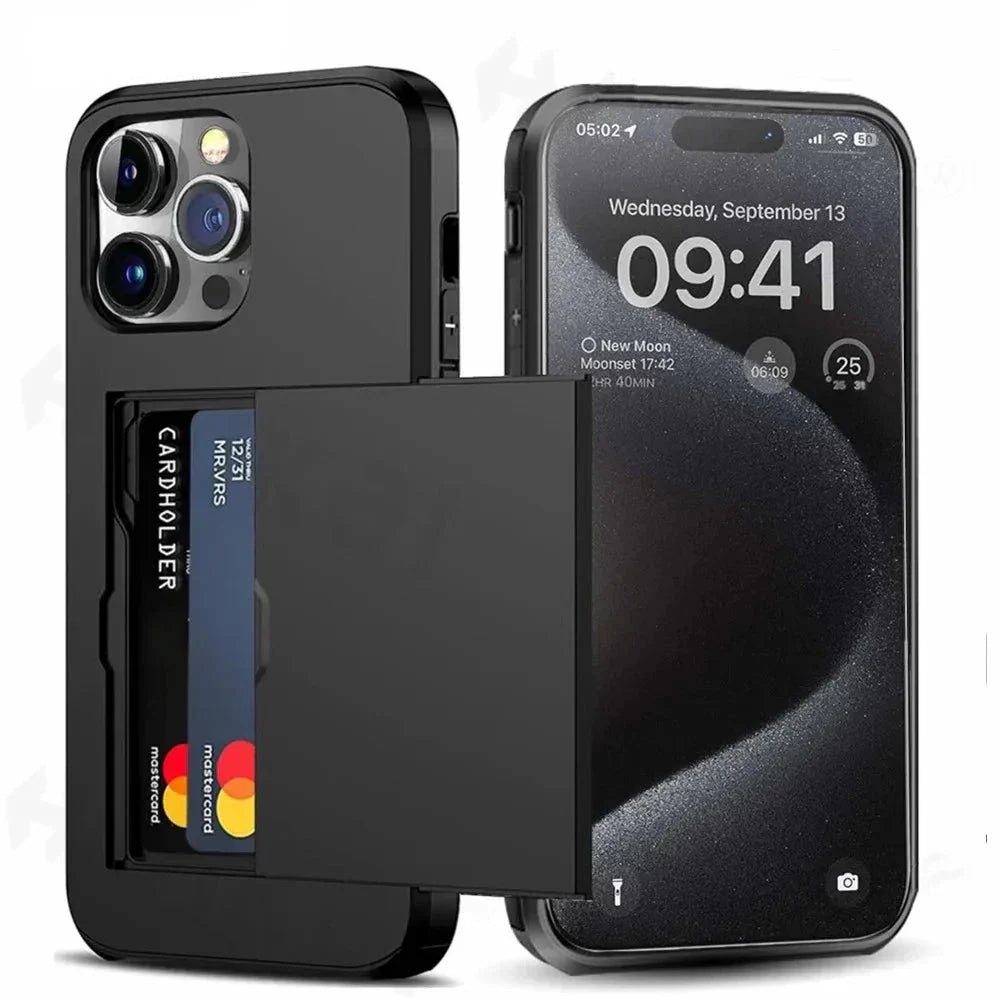Norvo | LuxShield iPhone-deksel med kortlomme | Slank design | Kortoppbevaring | Beskyttelse og stil