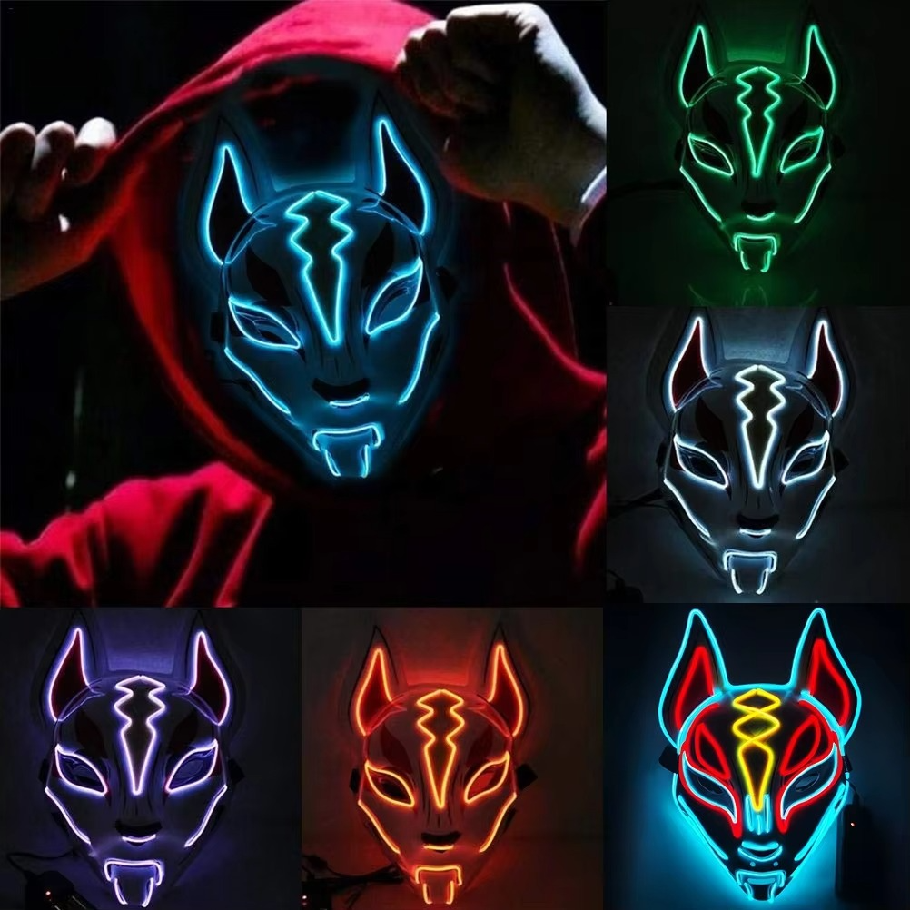 Norvo | Luminous LED Full Face Fox Maske for Halloween & Cosplay