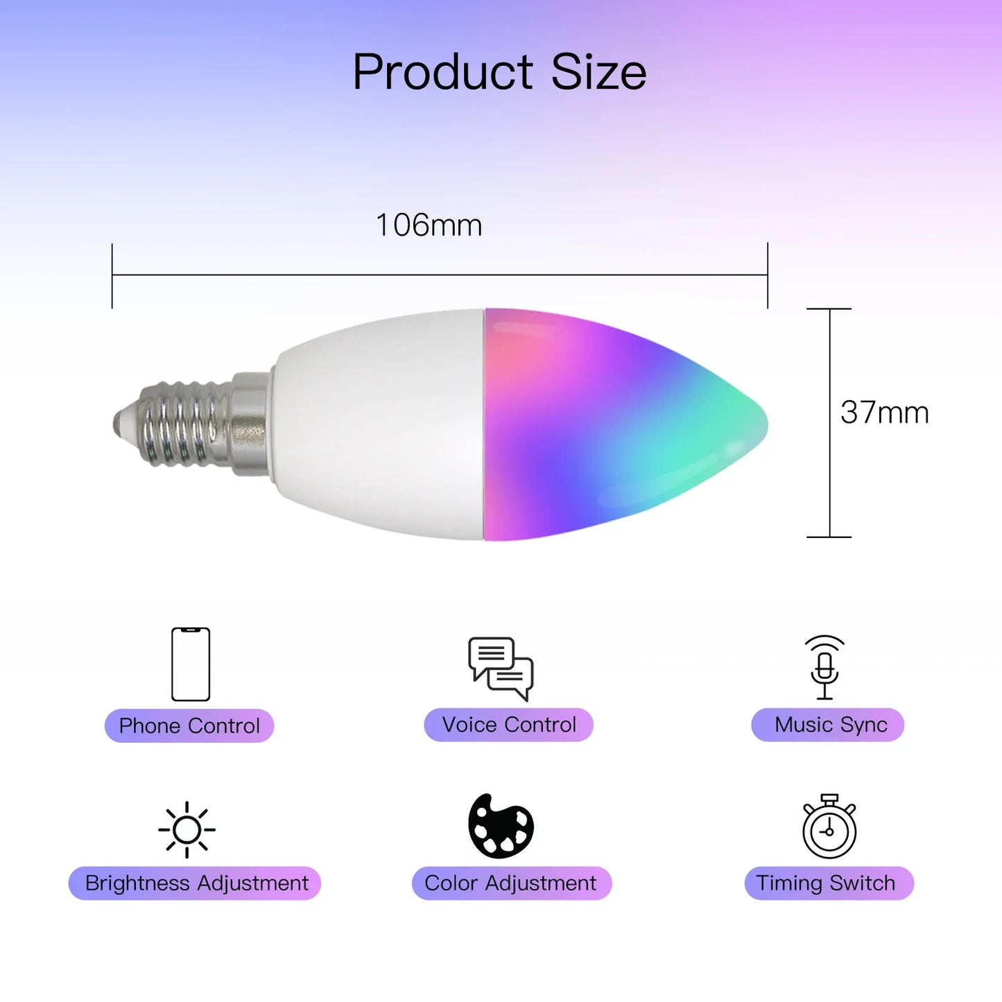 Tuya Zigbee LED Lyspære E14 - WiFi RGB Stearinlys Lampe Kontroll via SmartLife Google Alexa Apper