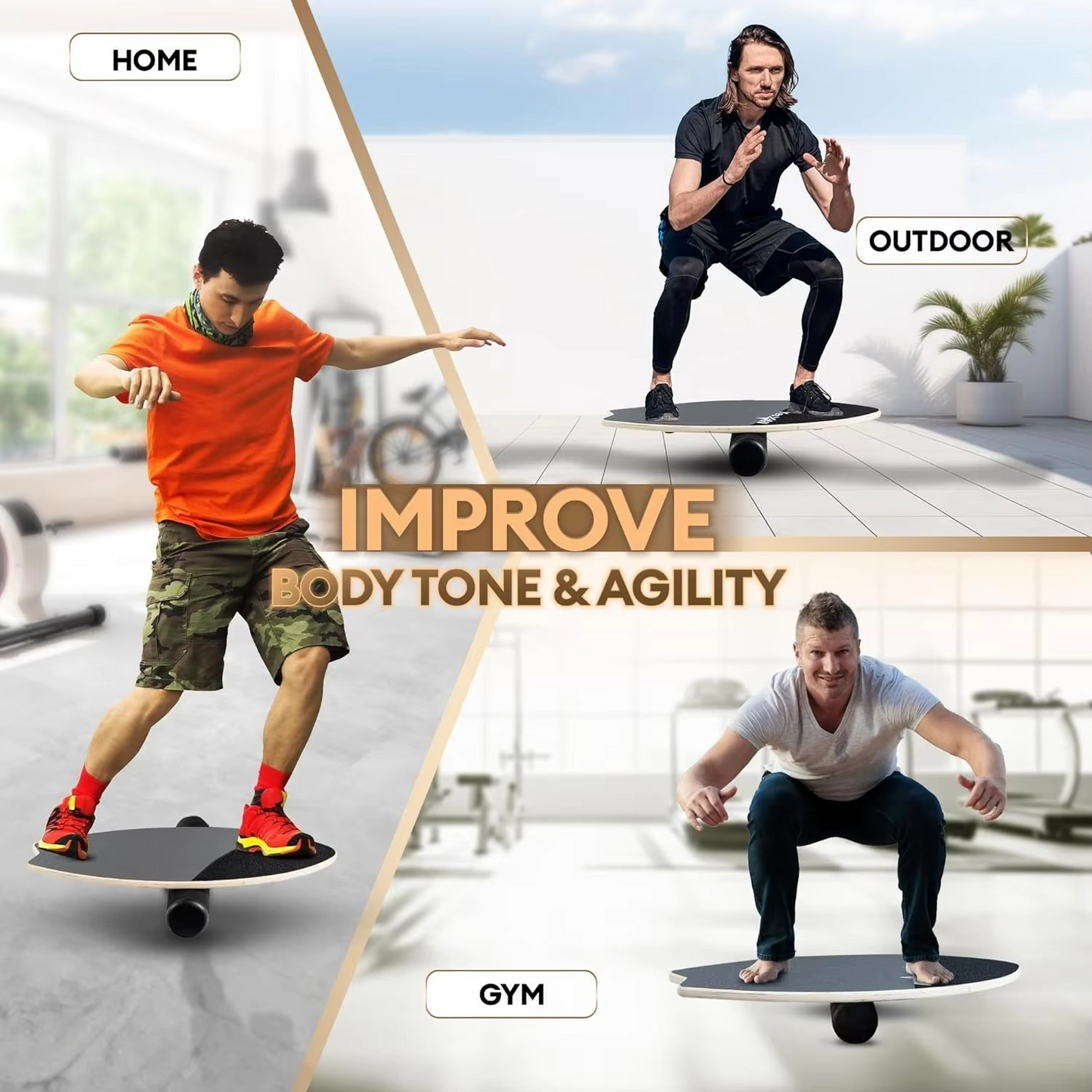 Norvo | 2-i-1 Balansebrett Sett med Rullere & Ball – 9 Justerbare Moduser Surf & Vobbler Trener