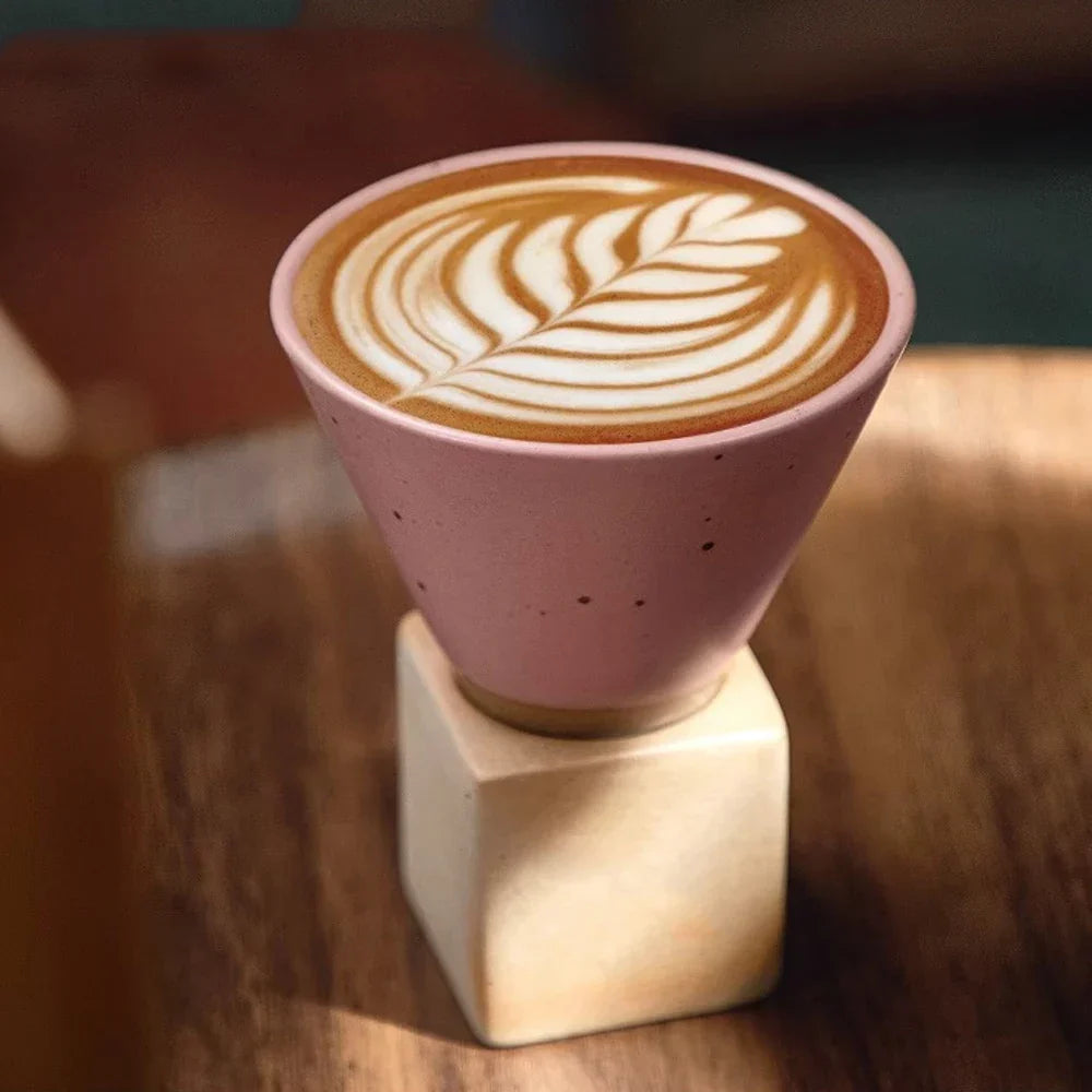 Norvo | Japansk kaffekopp med fat, 1 stk, retro keramisk tekopp, krus, latte, espresso, pull0, blomster cappuccino, ny keramikkopp, 100 ml/3,5 oz