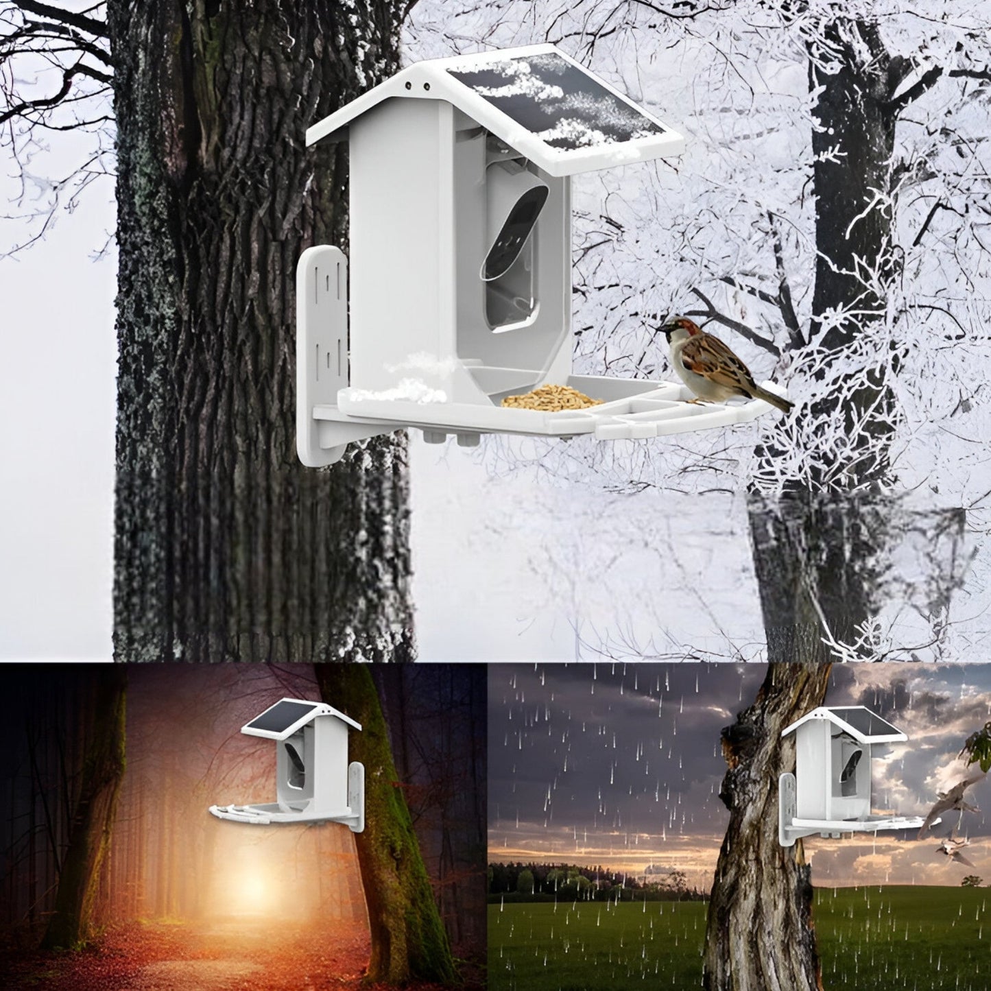 Norvo | Auxco | Smart Bird Feeder med 1080P HD Kamera, AI Fuglgjenkjenning & Solenergi Lading