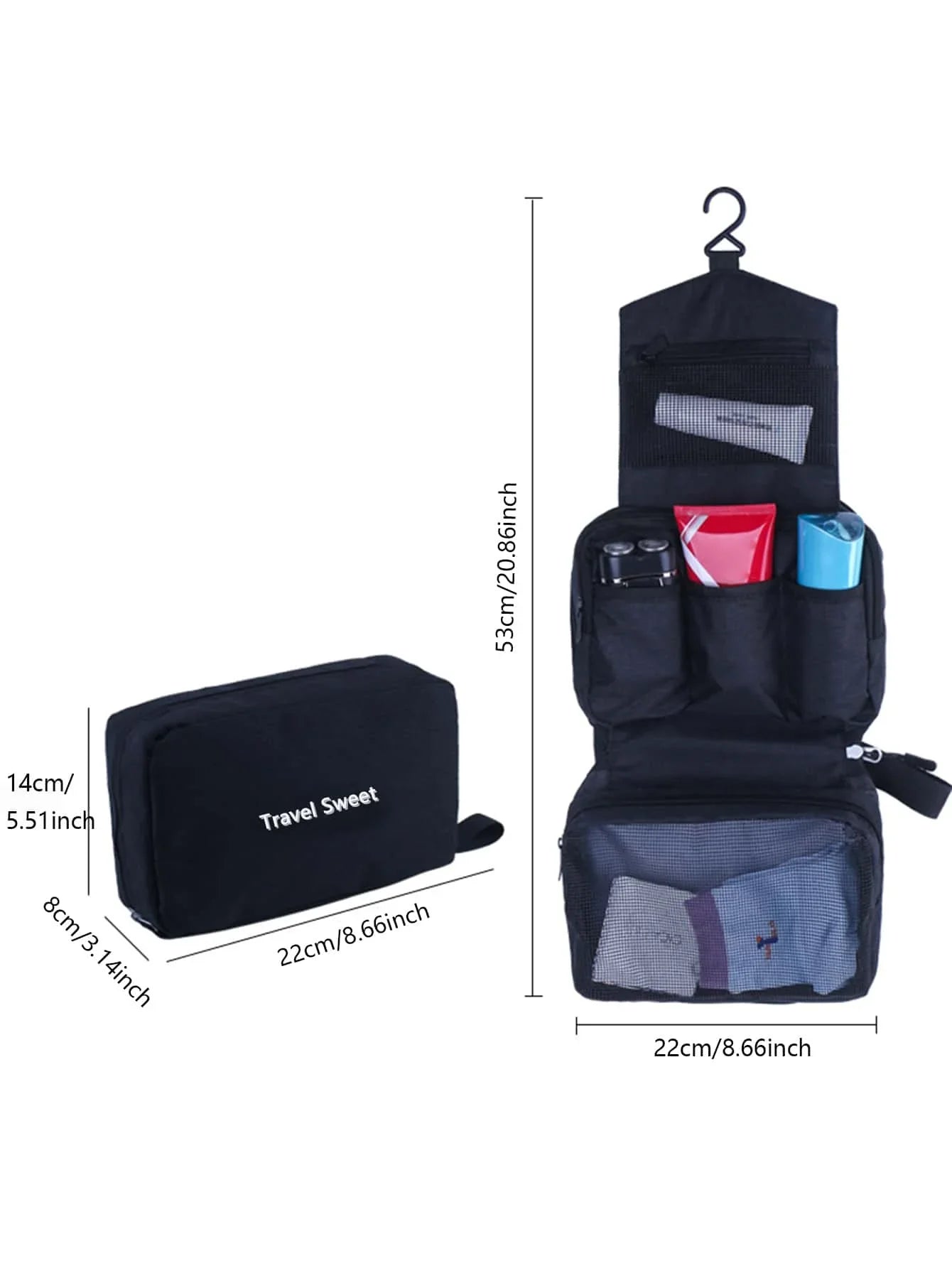 Norvo | Sammenleggbar Reise Toalettveske DryNexa TravelCube | Flerlagsdesign med Fukt-Tørr Separasjon | Plassbesparende & Vanntett