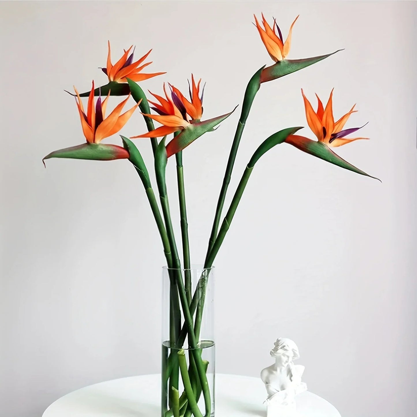 Norvo | Floriva 3 Delt Sett Kunstige Strelitzia | Papegøye Blomster | 24,5 cm Lange Stengler | Dekorasjon for Hjem, Kontor & Arrangementer