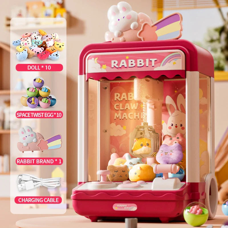 Doll Claw Machine med lys og musikk - Moro leketøy for fester, dobbel strømmodus, skuffedesign