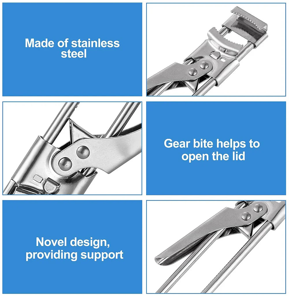 Norvo | Glassåpner Gripano | Justerbar rustfritt stål lokkåpner | For svake hender | Antiskli håndtak & enkel å bruke