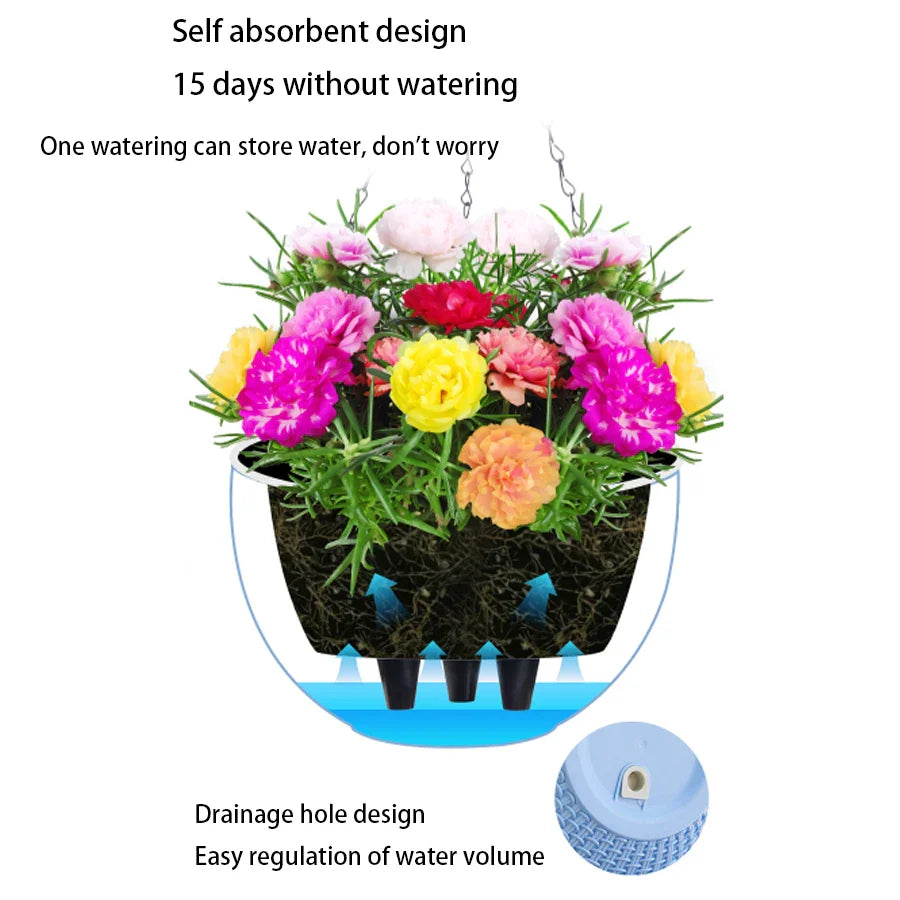 Norvo | Rattania Bloom Hengepotte | Europeisk Stil | Honningkake Mønster & Rattan Utseende | For Hage, Balkong & Innendørs