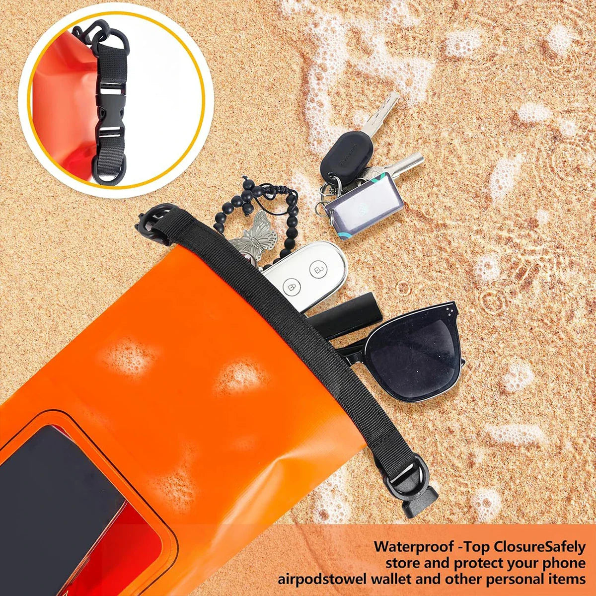 Norvo | AquaVault Vanntett Tørrsekk 2L | Med Berøringsskjermvindu | Utendørssekk for Kajakkpadling, Fotturer & Vannsport