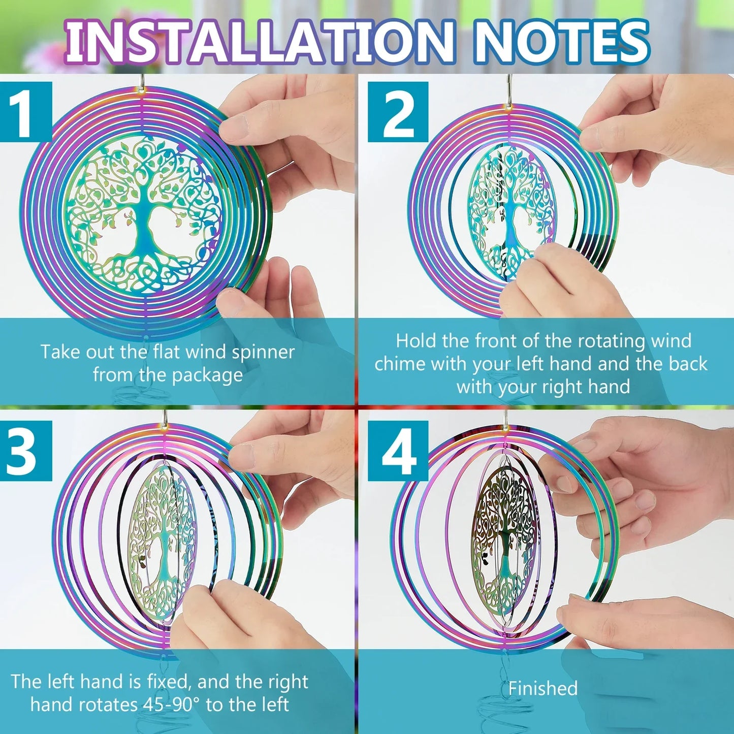 Norvo | Rustfritt Stål Spiral Hale Utendørs 3D Vindspinner