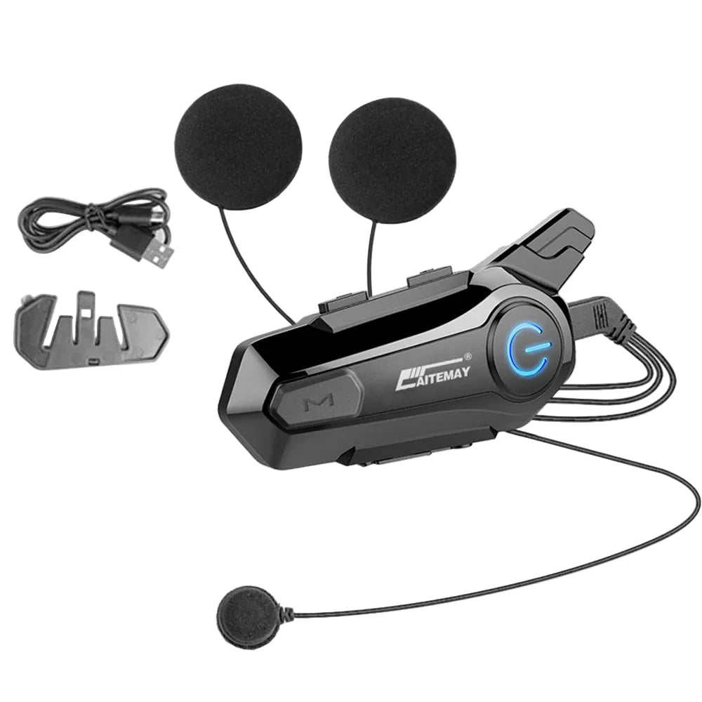 Norvo | Bluetooth Motorsykkel Hjelm Intercom Headset med 1000m Rekkevidde & IPX6 Vanntett – RoadComm