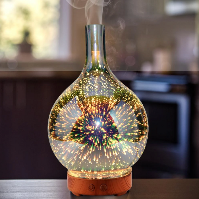 Norvo | AromaBurst 3D Glass Essensielle Olje Diffuser med LED Lys