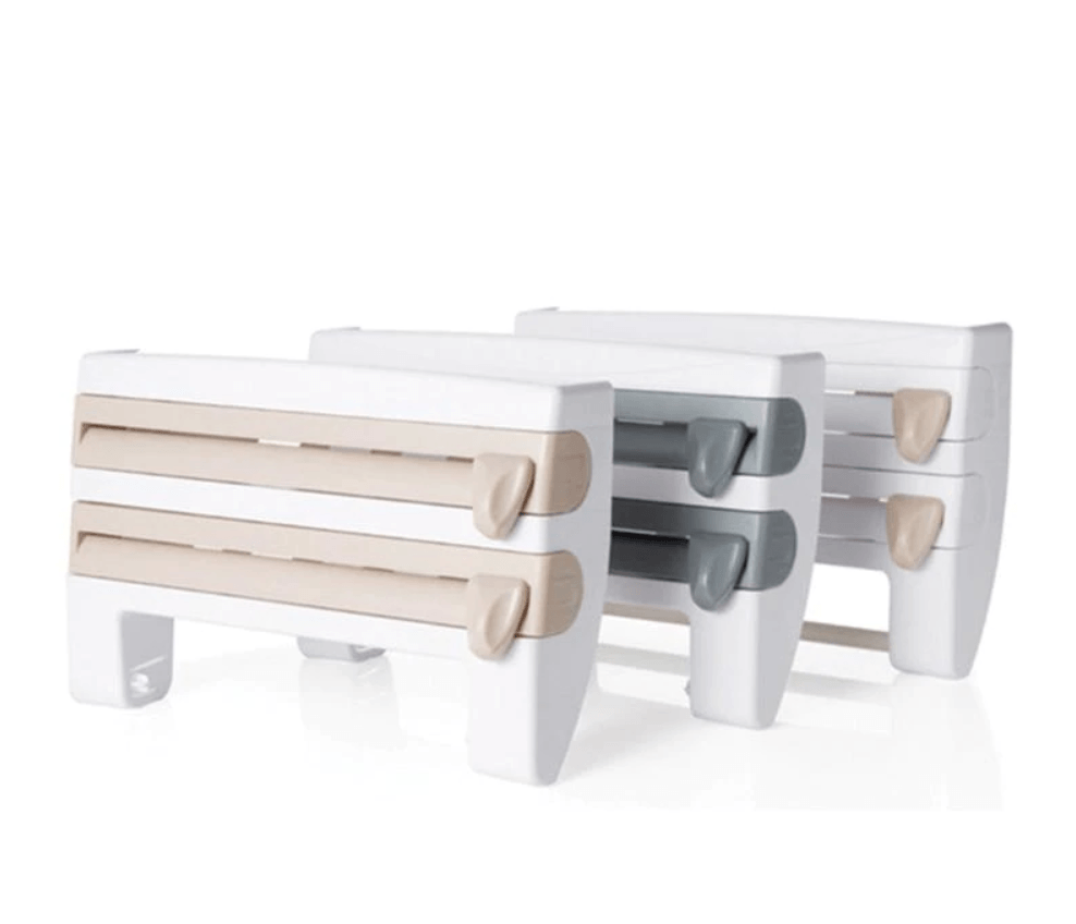 Norvo | 3-i-1 Triple Papir­ Dispenser Kjøkkenrullholder Montert For Plastfolie Kjøkkenhåndkle Innpakning Aluminiumsfolie Dispenser Veggmontert