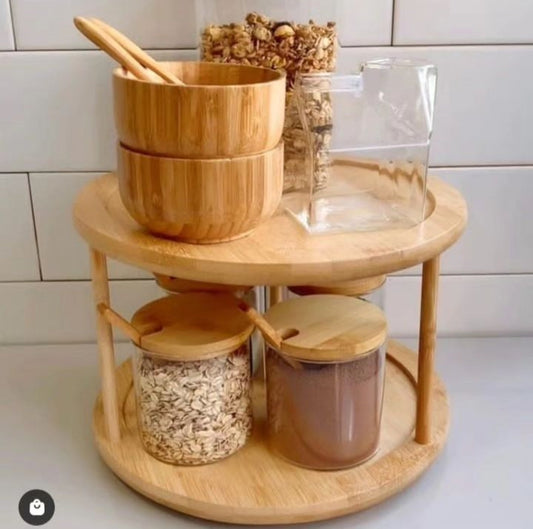 Norvo | 2Tier Rotating Bamboo Spice Rack