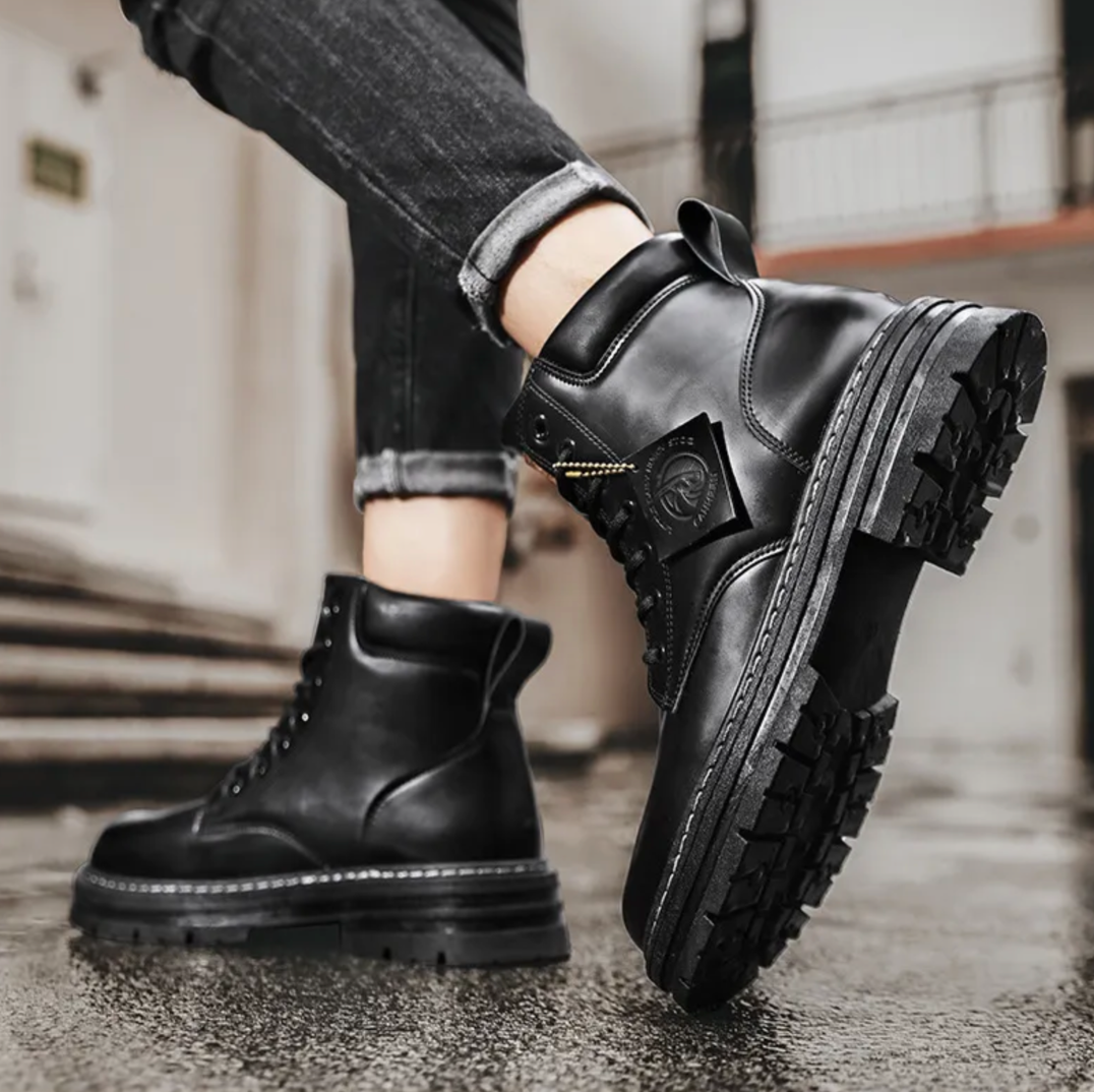 Norvo | Herresko med Snøring | Komfortable Lærsko med Støttende Såler | Sort