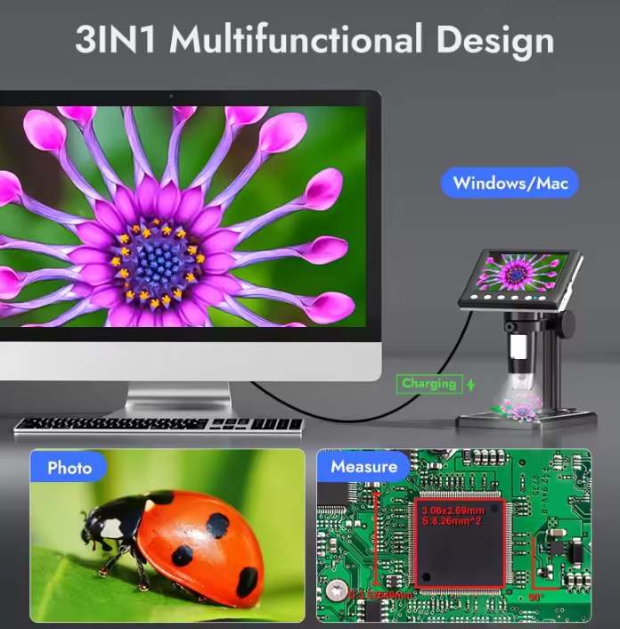 Norvo | Digitalt Mikroskop med 4.3'' Skjerm – 1000X Forstørrelse