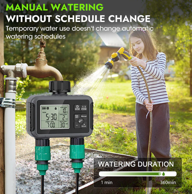 Norvo | Dual-Zone Sprinkler Vann Timer med Smart Planlegging & LCD Skjerm