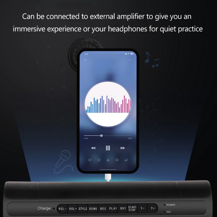 Norvo | Bærbart størrelse elektronisk trommesett 9 silikonkuddeler sammenleggbart sett elektroniske trommer USB/batteridrevet