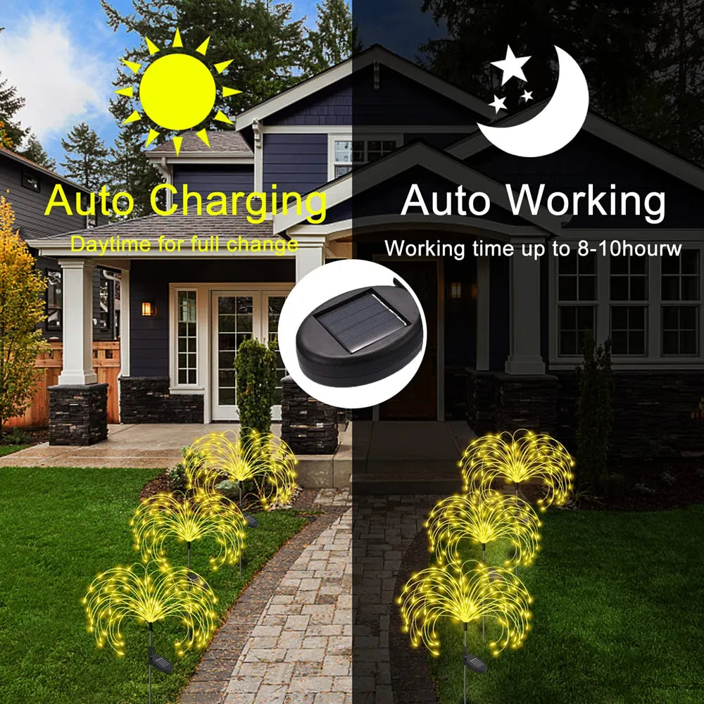 Norvo | LED Solcelle Fyrverkeri Fe Utendørs Gangbane Lys