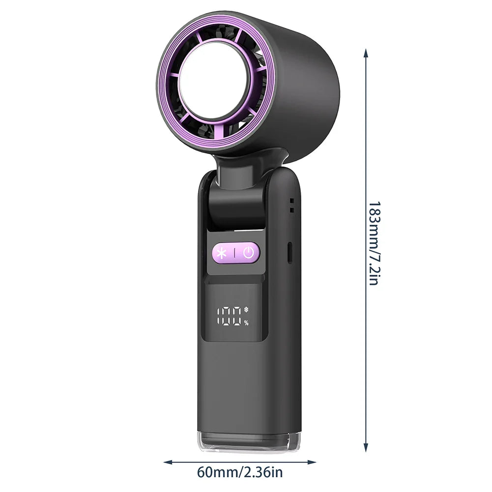 Norvo | CoolioX Mini Håndvifte | 100 Vindnivåer & Digital Skjerm | Sammenleggbar & USB Oppladbar | 4000 mAh Batteri