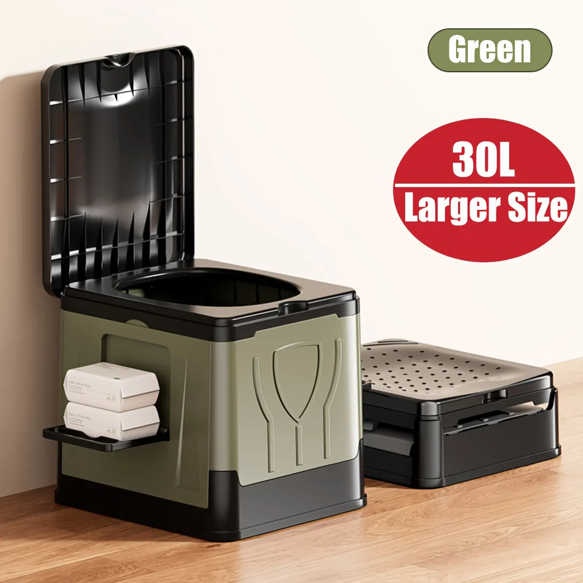 Norvo | Sammenleggbar Campingtoalett Camploo XL | Bærbar med Lokk | Ekstra Stor & Solid | For Utendørs, Reise & Båt