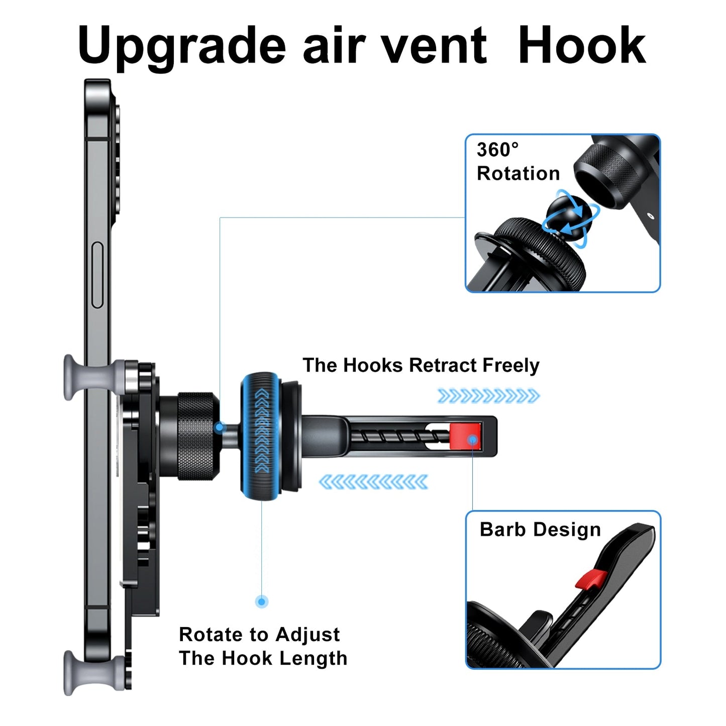Norvo | Usynlig roterbar luftventil monteringsholder til biltelefon