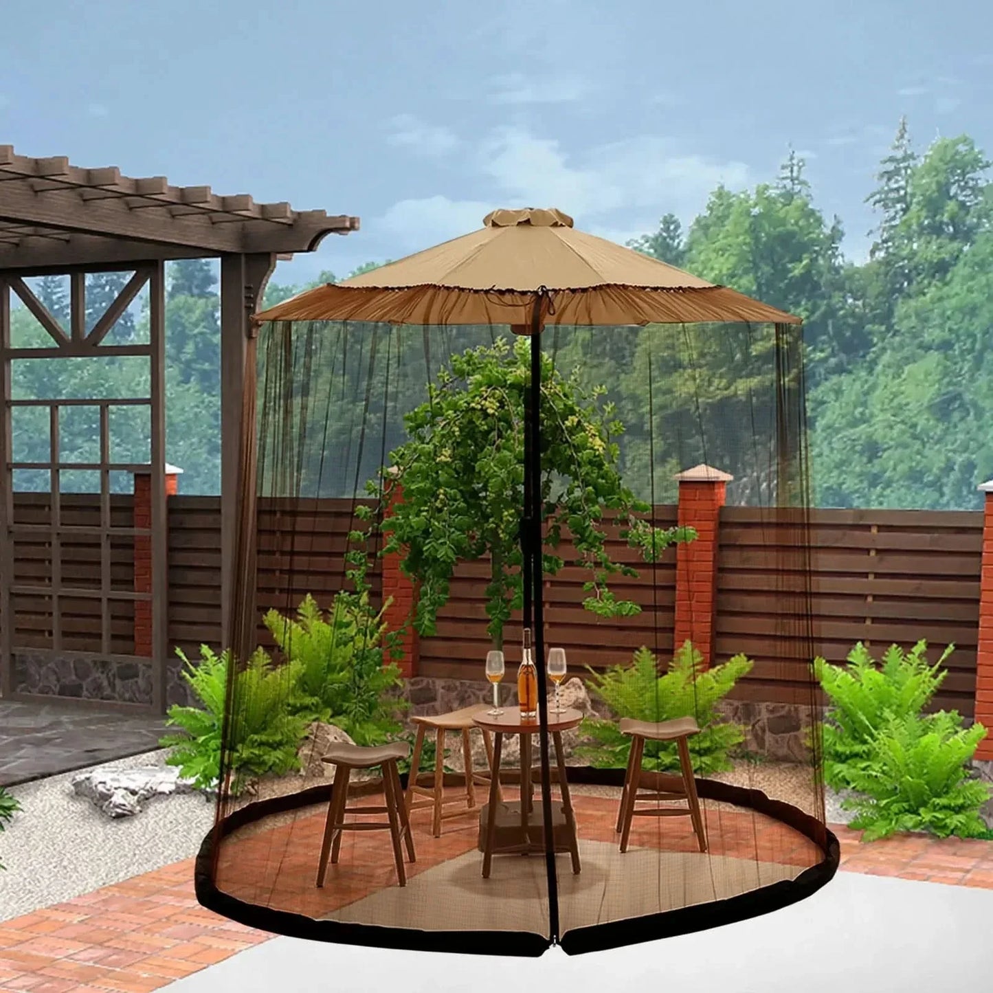 Norvo | ECOSHIELD MYGGNETT – Myggnett for solparasoller opptil 4 m – Justerbart & med glidelås