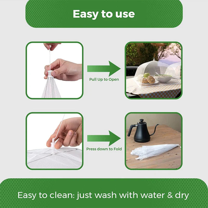 Norvo | FrischNetz Sammenleggbar Dekke for Mat | Gjenbrukbar & Pustende | Insektnett for Utendørs & Kjøkken | Lettvekts & Plassbesparende